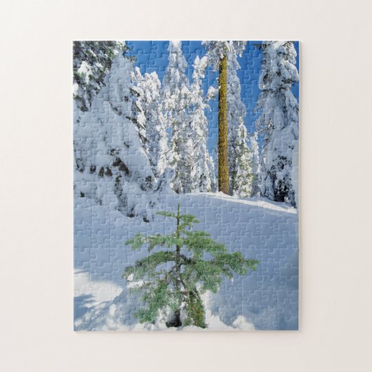 オレゴンの雪に覆われた森 ジグソーパズル (縦)