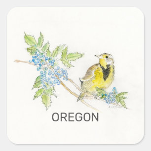 オレゴンの鳥の花 スクエアシール