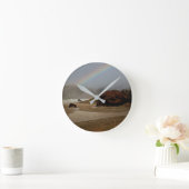 オレゴンのRainbow and Clouds at Myersビーチ ラウンド壁時計 (ホーム)