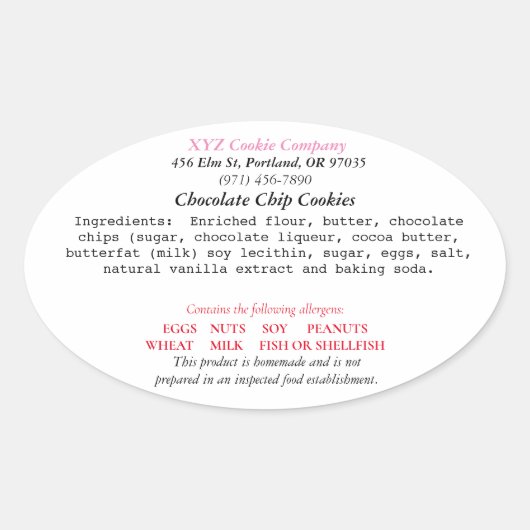 オレゴンコテージローラベルホームベーカリー 楕円形シール (正面)