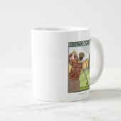 オレゴンゴルフのシーンヴィンテージ旅行ポスター ジャンボコーヒーマグカップ (正面右)