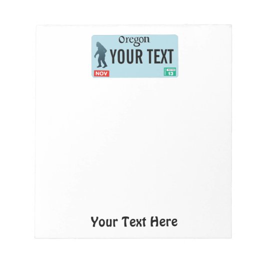 オレゴンサスカッチライセンスプレート ノートパッド (正面)