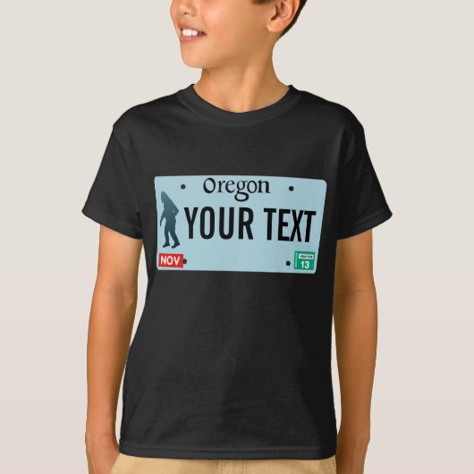 オレゴンサスカッチライセンスプレート Tシャツ (正面)