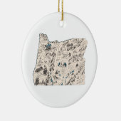 オレゴンシェイプヴィンテージ写真マップアンティーク図 セラミックオーナメント (右)