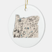 オレゴンシェイプヴィンテージ写真マップアンティーク図 セラミックオーナメント (左)