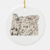 オレゴンシェイプヴィンテージ写真マップアンティーク図 セラミックオーナメント (裏面)