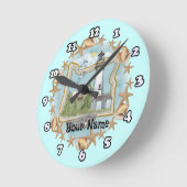 オレゴンシェルズライトハウス ラウンド壁時計 (傾斜)