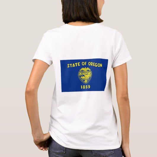 オレゴンフリースの女子ジップジョガー国旗州 Tシャツ (裏面)