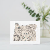 オレゴンヴィンテージ写真マップアンティーク州グラフ ポストカード (スタンド正面)