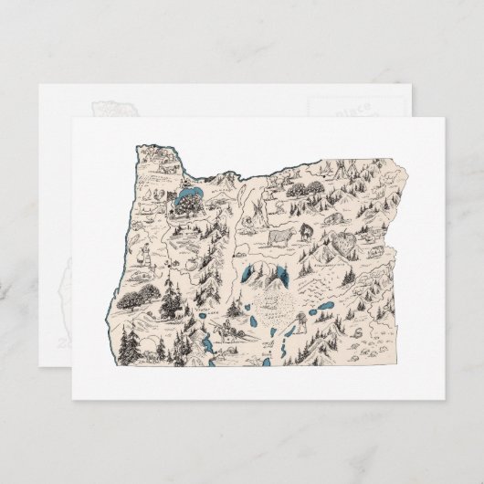 オレゴンヴィンテージ写真マップアンティーク州グラフ ポストカード (正面/裏面)