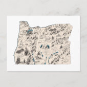 オレゴンヴィンテージ写真マップアンティーク州グラフ ポストカード (正面)