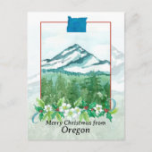 オレゴン山フッド冬の雪からメリークリスマス シーズンポストカード (正面)