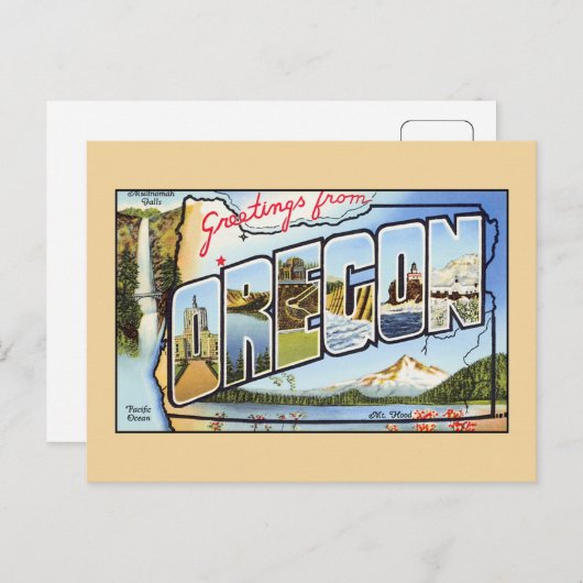 オレゴン州からのヴィンテージの挨拶 ポストカード (正面/裏面)
