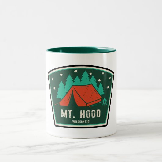 オレゴン州のキャンプ Mt. Hood Wilderness ツートーンマグカップ (中央)