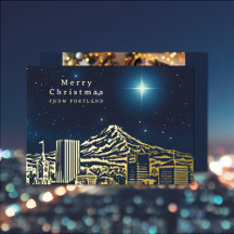 オレゴン州のスカイライン クリスマス 写真 ホイル ホリデーカード