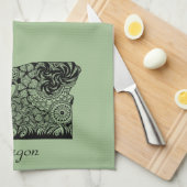 オレゴン州のストーブのハンドル越しキッチンタオル キッチンタオル (四つ折り)