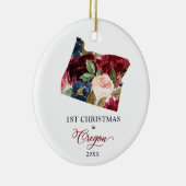 オレゴン州の初めてのクリスマスパーソナライズされた移動ギフト セラミックオーナメント (右)