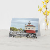 オレゴン州の灯台のランドスケープグリーティングカード カード (黄色い花)