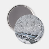 オレゴン州の雪のような白いクリーク風光明媚な島 マグネット (正面/裏面)