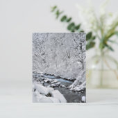 オレゴン州の雪景色のクリ－ク ポストカード (スタンド正面)