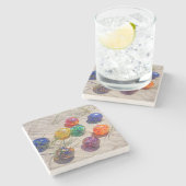 オレゴン州アメリカガラスカラフルが砂丘に浮く ストーンコースター (横)