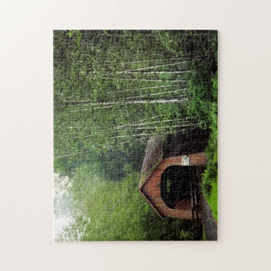 オレゴン州アメリカ北のフォークの上の覆い橋 ジグソーパズル (縦)