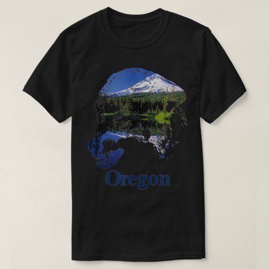 オレゴン州ウルフヘッド山フード Tシャツ (デザイン正面)