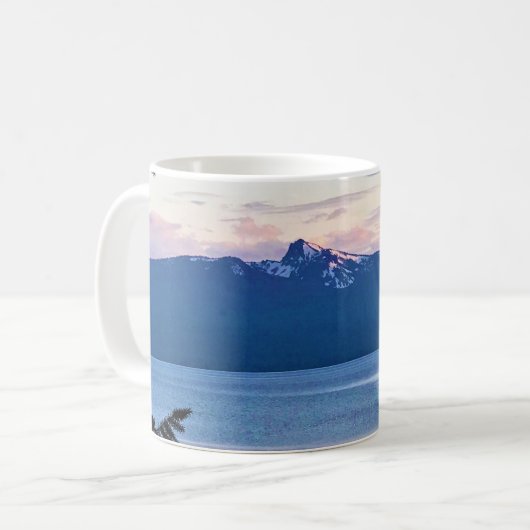 オレゴン州クレセント湖での夕日 コーヒーマグカップ (正面左)