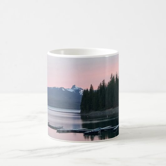 オレゴン州クレセント湖の夕日 コーヒーマグカップ (中央)