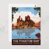オレゴン州クレーター湖国立公園Pahntom Ship ポストカード (正面/裏面)