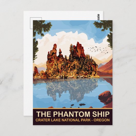 オレゴン州クレーター湖国立公園Pahntom Ship ポストカード (正面/裏面)