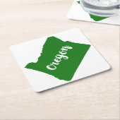 オレゴン州グリーン スクエアペーパーコースター (アングル)