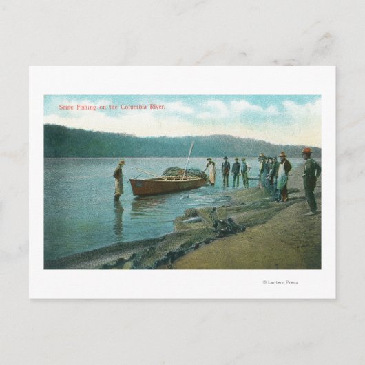 オレゴン州コロンビア川でのセーヌ漁 ポストカード (正面)