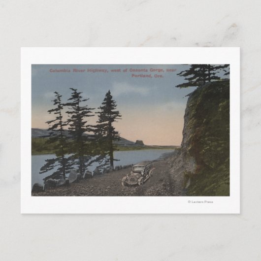 オレゴン州コロンビア川 – オネオンタの西の高速道路 ポストカード (正面)