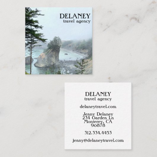 オレゴン州コーストフォギービーチ自然フォトトラベル スクエア名刺 (正面/裏面)