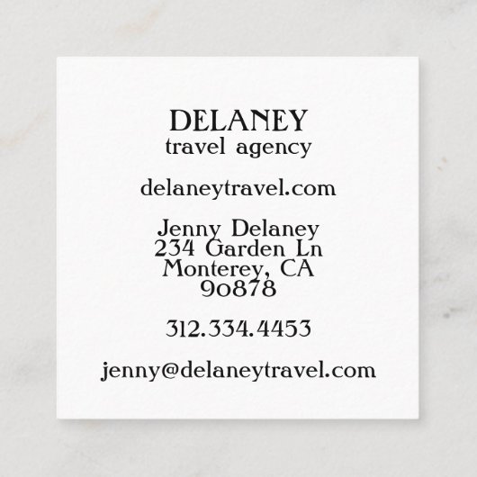 オレゴン州コーストフォギービーチ自然フォトトラベル スクエア名刺 (裏面)