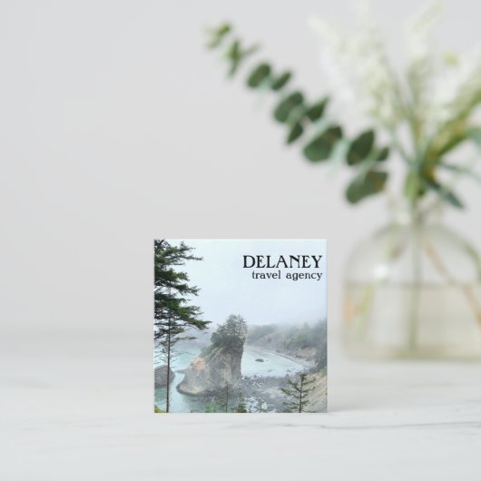 オレゴン州コーストフォギービーチ自然フォトトラベル スクエア名刺 (スタンド正面)