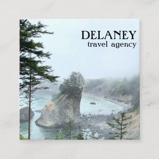 オレゴン州コーストフォギービーチ自然フォトトラベル スクエア名刺 (正面)