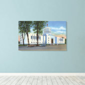 オレゴン州サレム – 州キャピトル建物ビュー キャンバスプリント (インサイチュ (ウッドフロア))