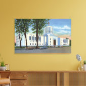 オレゴン州サレム – 州キャピトル建物ビュー キャンバスプリント (インサイチュ (リビング))