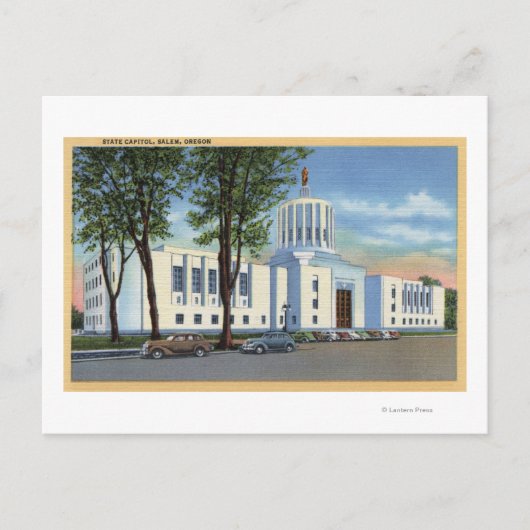 オレゴン州サレム – 州キャピトル建物ビュー ポストカード (正面)