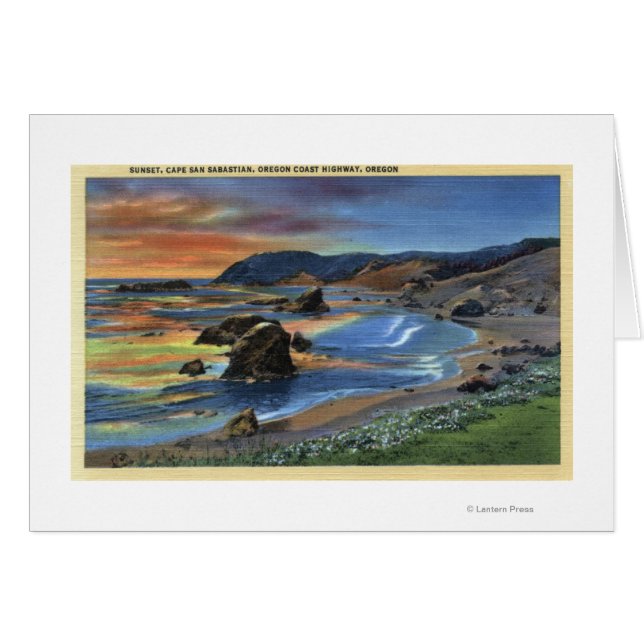 オレゴン州サンサバスティアン岬での夕日 (正面横)