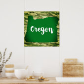 オレゴン州シルエット迷彩柄ウォールポスター ポスター (キッチン)