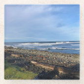 オレゴン州シーサイドの入り江 ガラスコースター (正面)