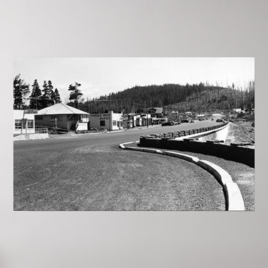 オレゴン州デポー湾シーウォール沿いのタウンビュー ポスター (正面)