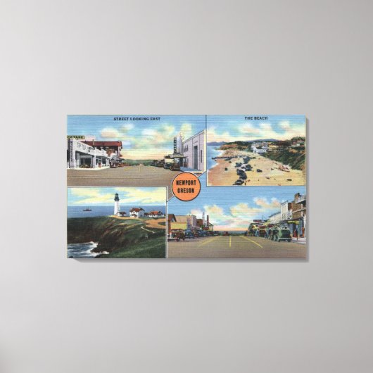 オレゴン州ニューポート – Yaquina Light house, Main キャンバスプリント (正面)