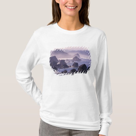 オレゴン州ネシカ近くの海岸沿いの朝の霧 Tシャツ (正面)