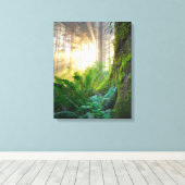 オレゴン州パシフィック・コースト・フォレスト キャンバスプリント (インサイチュ (ウッドフロア))