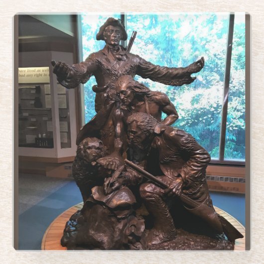 オレゴン州フォートクラトソップのルイス&クラーク像 ガラスコースター (正面)