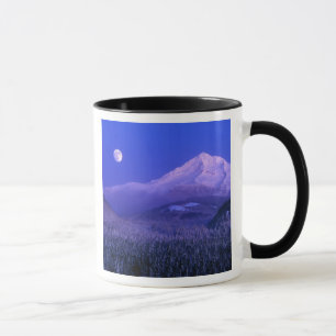 オレゴン州フッド山の冬の月明かり マグカップ